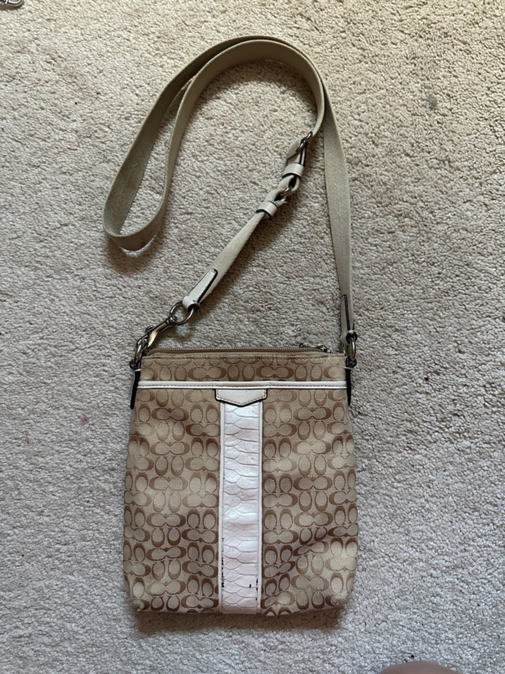Coach Beige Logo Crossbody with Cream Trim